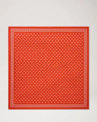 Small Square Scarf – Mulberry Tree Coral Orange Cotton