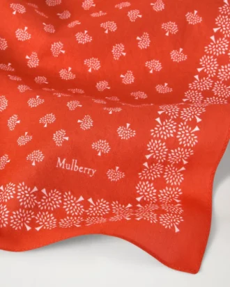 Small Square Scarf – Mulberry Tree Coral Orange Cotton