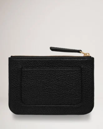 Small Zip Coin Pouch Black Small Classic Grain Women
