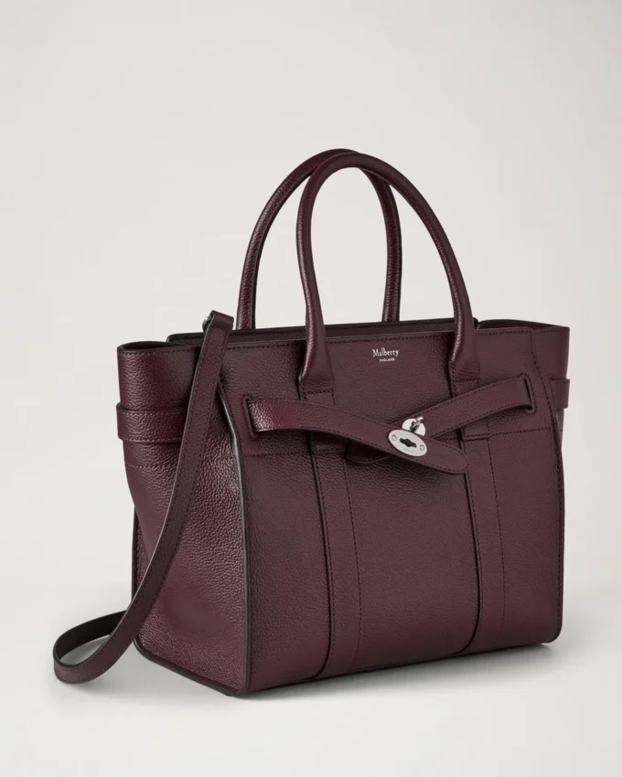 Small Zipped Bayswater Black Cherry Small Classic Grain Small Zipped Bayswater Black Cherry Small Classic Grain