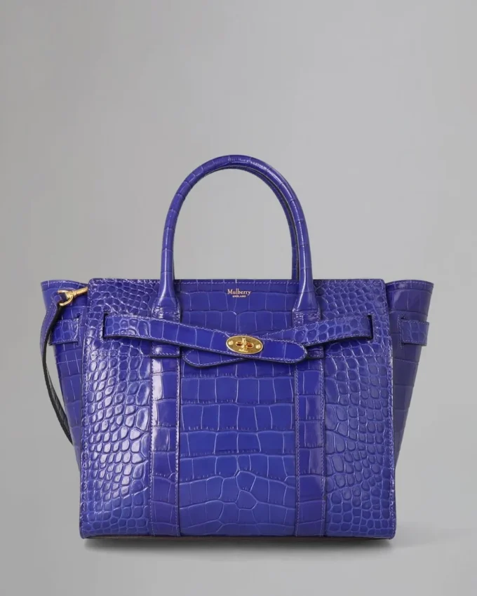 Small Zipped Bayswater Pre-Loved Cobalt Blue Shiny Croc Small Zipped Bayswater Pre-Loved Cobalt Blue Shiny Croc