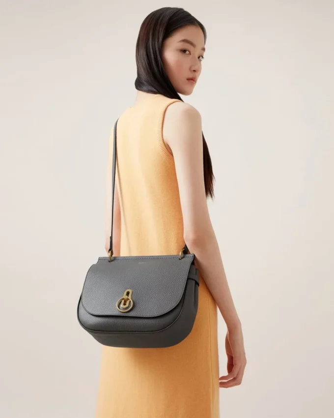 Soft Amberley Satchel Charcoal Heavy Grain Sustainable Icons