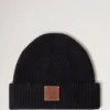 Solid Beanie Black Mixed Material Men Solid Beanie Black Mixed Material Men