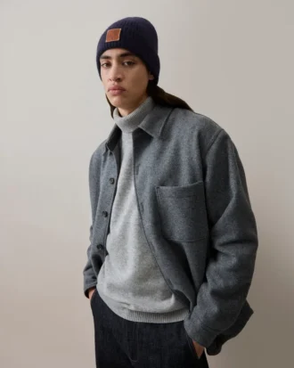 Solid Beanie Navy Mixed Material Men Solid Beanie Navy Mixed Material Men