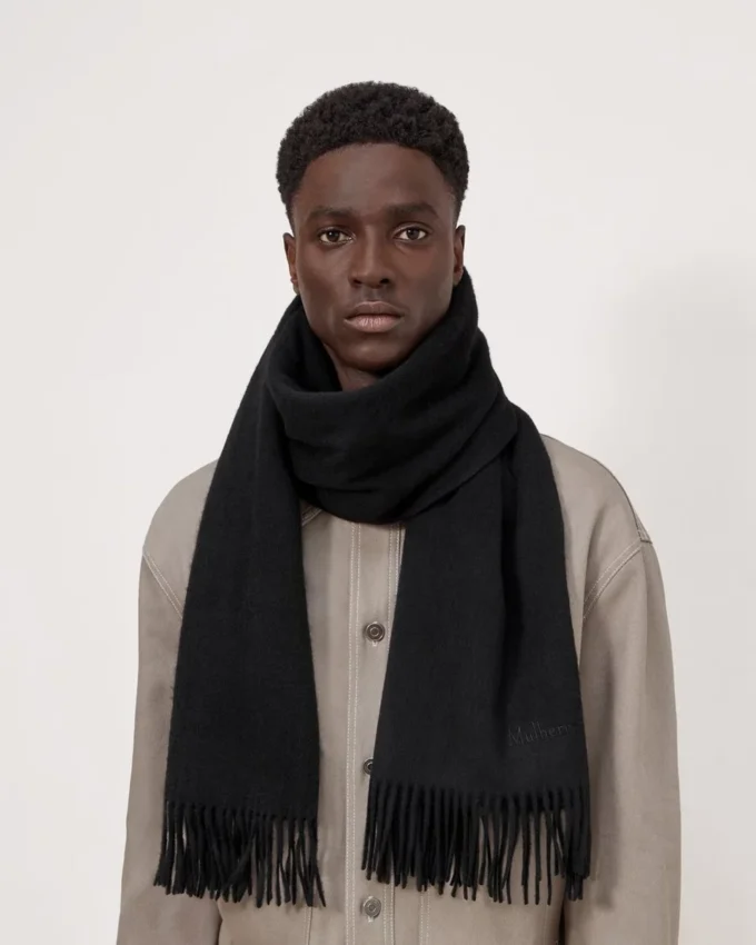 Solid Merino Wool Scarf Black Merino Wool Women Solid Merino Wool Scarf Black Merino Wool Women
