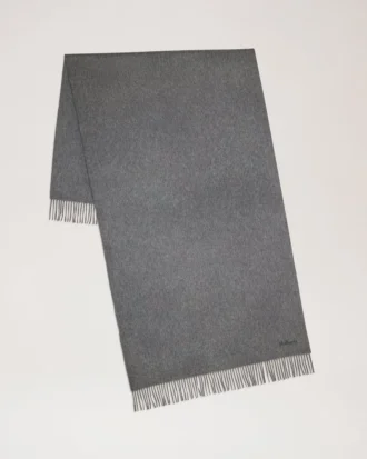 Solid Merino Wool Scarf Grey Melange Embroidered Merino Wool Solid Merino Wool Scarf Grey Melange Embroidered Merino Wool