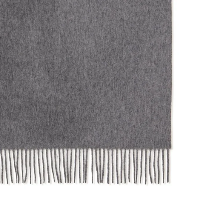 Solid Merino Wool Scarf Grey Melange Embroidered Merino Wool Solid Merino Wool Scarf Grey Melange Embroidered Merino Wool