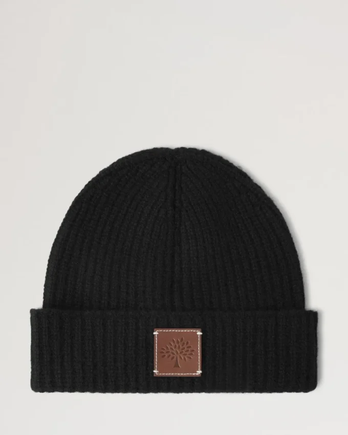 Solid Textured Beanie Black Lambswool Men Solid Textured Beanie Black Lambswool Men