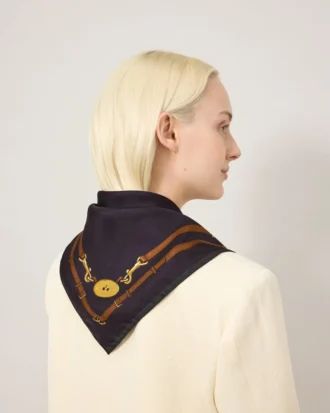 Square Scarf – Belted Border Deep Aubergine Silk Twill