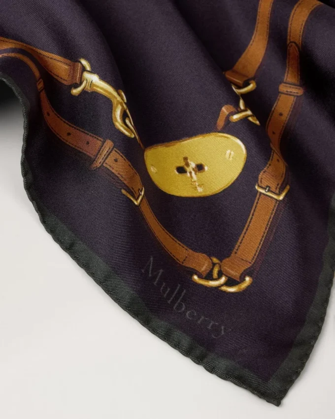 Square Scarf – Belted Border Deep Aubergine Silk Twill Square Scarf – Belted Border Deep Aubergine Silk Twill