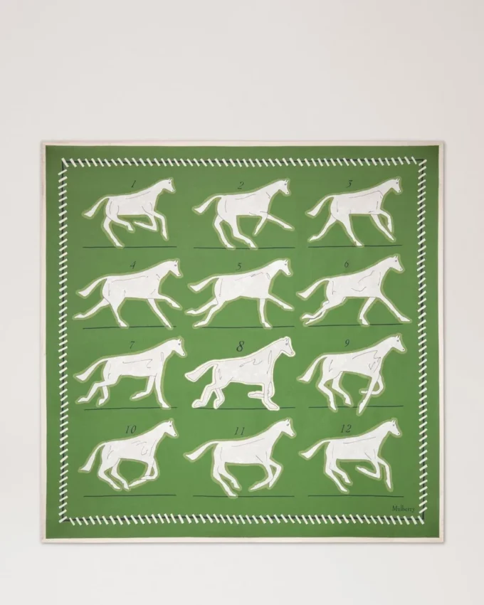 Square Scarf – Chalk Horse Fern Silk Twill Women Square Scarf – Chalk Horse Fern Silk Twill Women