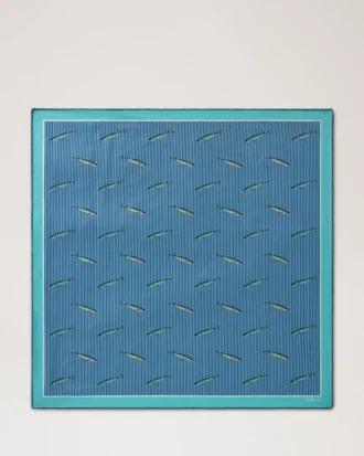 Square Scarf – Fishing Lure Marina Blue Silk Twill