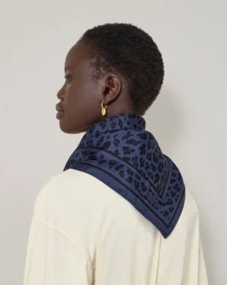 Square Scarf – Leopard Night Sky Silk Twill Women Square Scarf – Leopard Night Sky Silk Twill Women