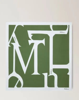 Square Scarf – Mulberry Lettering Fern & Eggshell Silk Twill Square Scarf – Mulberry Lettering Fern & Eggshell Silk Twill