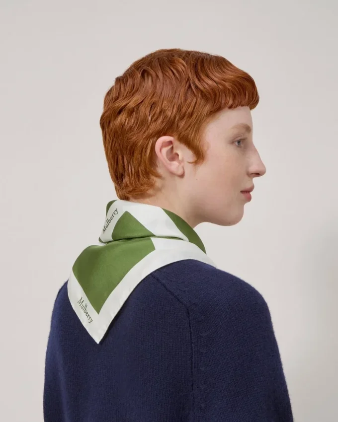 Square Scarf – Mulberry Lettering Fern & Eggshell Silk Twill Square Scarf – Mulberry Lettering Fern & Eggshell Silk Twill