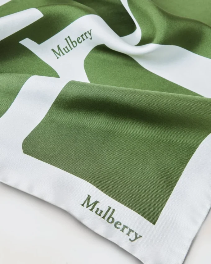 Square Scarf – Mulberry Lettering Fern & Eggshell Silk Twill Square Scarf – Mulberry Lettering Fern & Eggshell Silk Twill