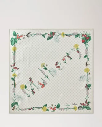 Square Scarf – Riverside Floral Eggshell Silk Twill