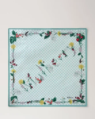 Square Scarf – Riverside Floral Marina Blue Silk Twill