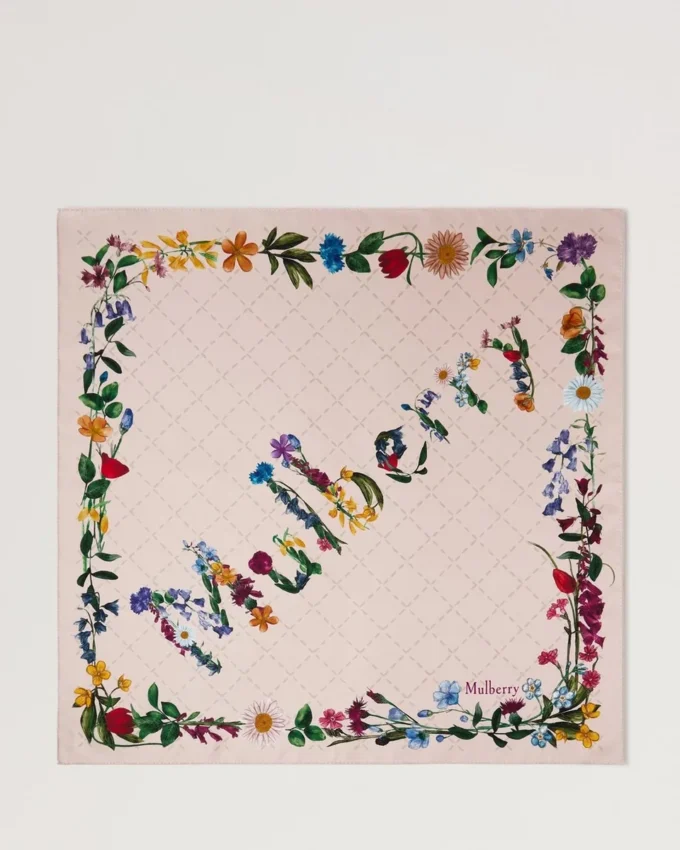 Square Scarf – Wild Floral Blossom Pink Silk Twill Square Scarf – Wild Floral Blossom Pink Silk Twill