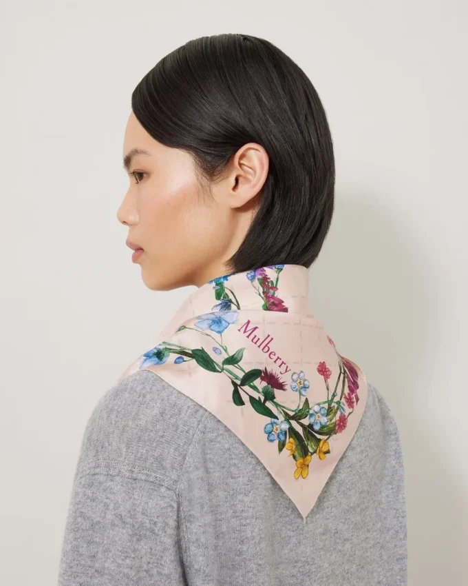 Square Scarf – Wild Floral Blossom Pink Silk Twill Square Scarf – Wild Floral Blossom Pink Silk Twill