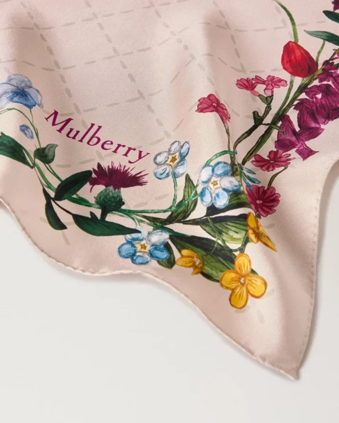 Square Scarf – Wild Floral Blossom Pink Silk Twill Square Scarf – Wild Floral Blossom Pink Silk Twill