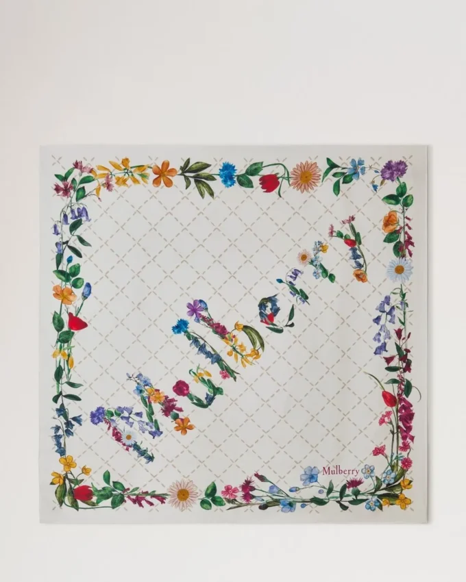 Square Scarf – Wild Floral Eggshell Silk Twill Women Square Scarf – Wild Floral Eggshell Silk Twill Women