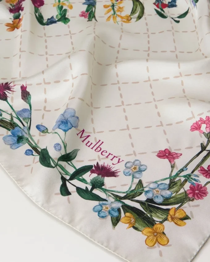Square Scarf – Wild Floral Eggshell Silk Twill Women Square Scarf – Wild Floral Eggshell Silk Twill Women