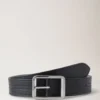 Stitched Reversible Belt Black Silky Calf Men Stitched Reversible Belt Black Silky Calf Men