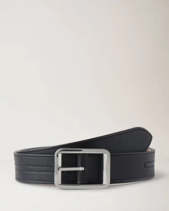 Stitched Reversible Belt Black Silky Calf Men