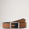 Stitched Reversible Belt Black Silky Calf Men Stitched Reversible Belt Black Silky Calf Men