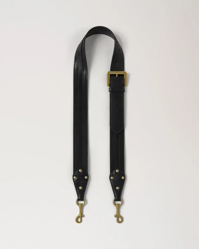 Studded Buckled Strap Black High Shine Leather Gifts