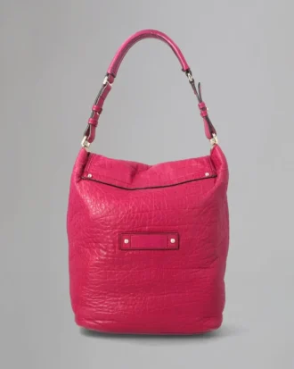 Tillie Drawstring Shoulder Pre-Loved Foxglove Pink Croc Nappa