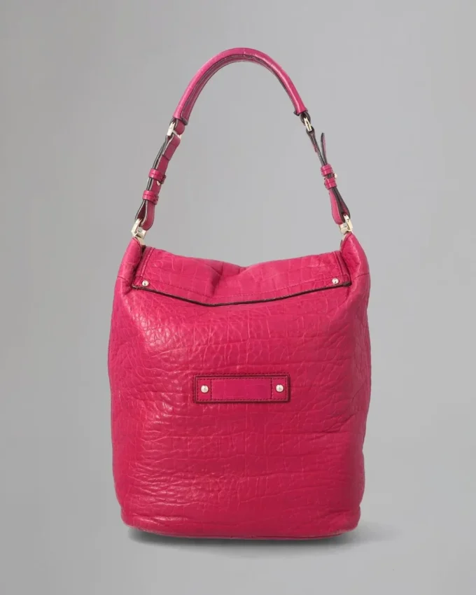 Tillie Drawstring Shoulder Pre-Loved Foxglove Pink Croc Nappa Tillie Drawstring Shoulder Pre-Loved Foxglove Pink Croc Nappa