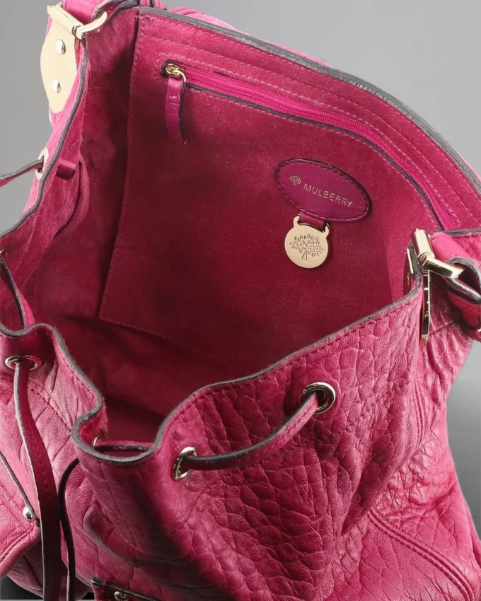 Tillie Drawstring Shoulder Pre-Loved Foxglove Pink Croc Nappa Tillie Drawstring Shoulder Pre-Loved Foxglove Pink Croc Nappa