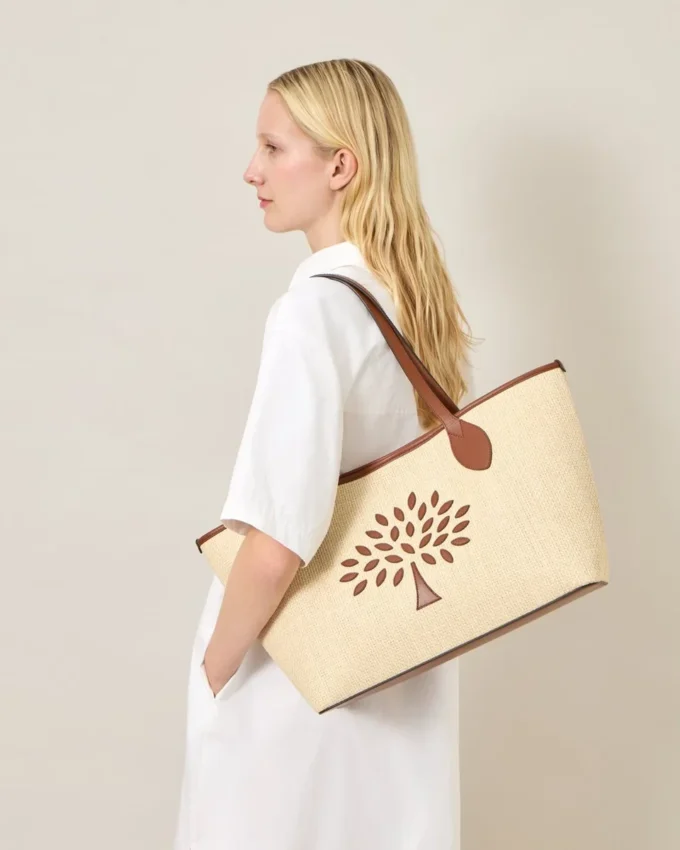 Tree Tote – Raffia Ecru & Bright Oak Raffia & Leather Trim Tree Tote – Raffia Ecru & Bright Oak Raffia & Leather Trim
