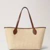 Tree Tote – Raffia Ecru & Bright Oak Raffia & Leather Trim Tree Tote – Raffia Ecru & Bright Oak Raffia & Leather Trim