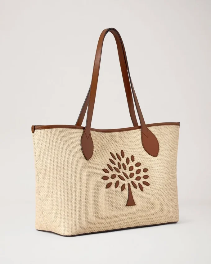 Tree Tote – Raffia Ecru & Bright Oak Raffia & Leather Trim Tree Tote – Raffia Ecru & Bright Oak Raffia & Leather Trim