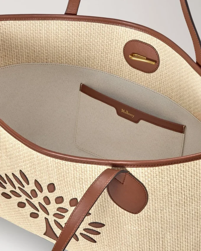 Tree Tote – Raffia Ecru & Bright Oak Raffia & Leather Trim Tree Tote – Raffia Ecru & Bright Oak Raffia & Leather Trim