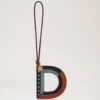 Tri-Colour Leather Keyring – D Black Silky Calf Tri-Colour Leather Keyring – D Black Silky Calf