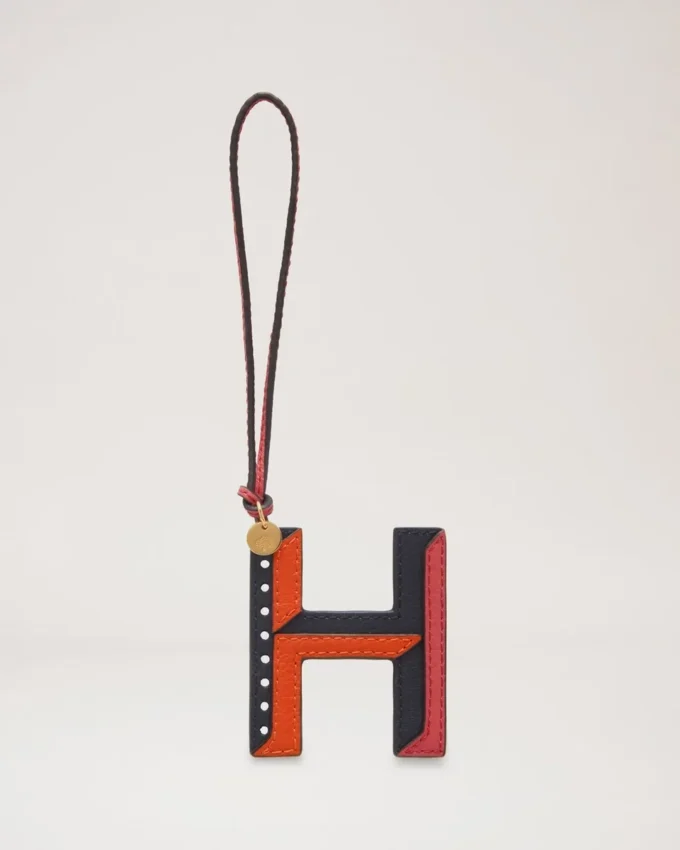 Tri-Colour Leather Keyring – H Midnight Silky Calf Tri-Colour Leather Keyring – H Midnight Silky Calf