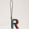 Tri-Colour Leather Keyring – R Black Silky Calf Tri-Colour Leather Keyring – R Black Silky Calf