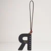 Tri-Colour Leather Keyring – R Black Silky Calf Tri-Colour Leather Keyring – R Black Silky Calf