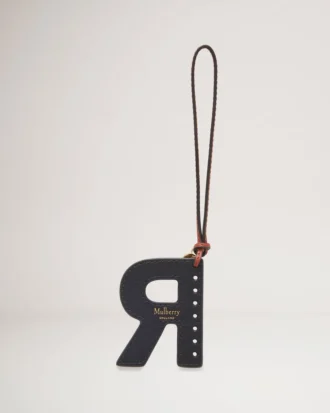 Tri-Colour Leather Keyring – R Black Silky Calf