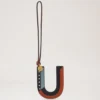 Tri-Colour Leather Keyring – U Black Silky Calf Tri-Colour Leather Keyring – U Black Silky Calf