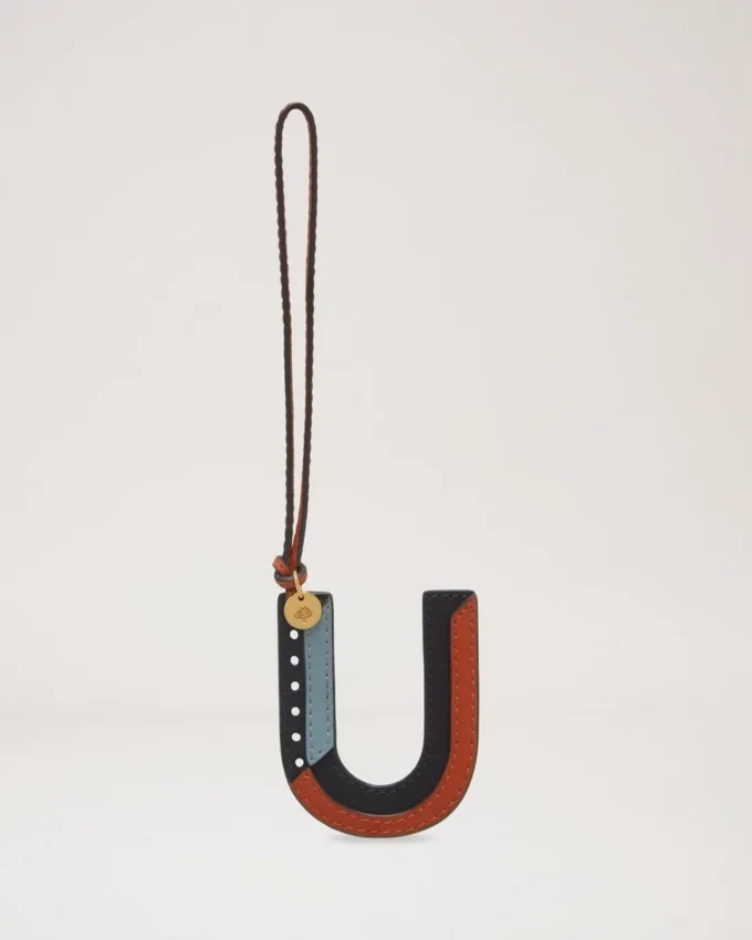 Tri-Colour Leather Keyring – U Black Silky Calf Tri-Colour Leather Keyring – U Black Silky Calf