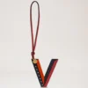Tri-Colour Leather Keyring – V Midnight Silky Calf Tri-Colour Leather Keyring – V Midnight Silky Calf