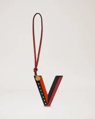 Tri-Colour Leather Keyring – V Midnight Silky Calf