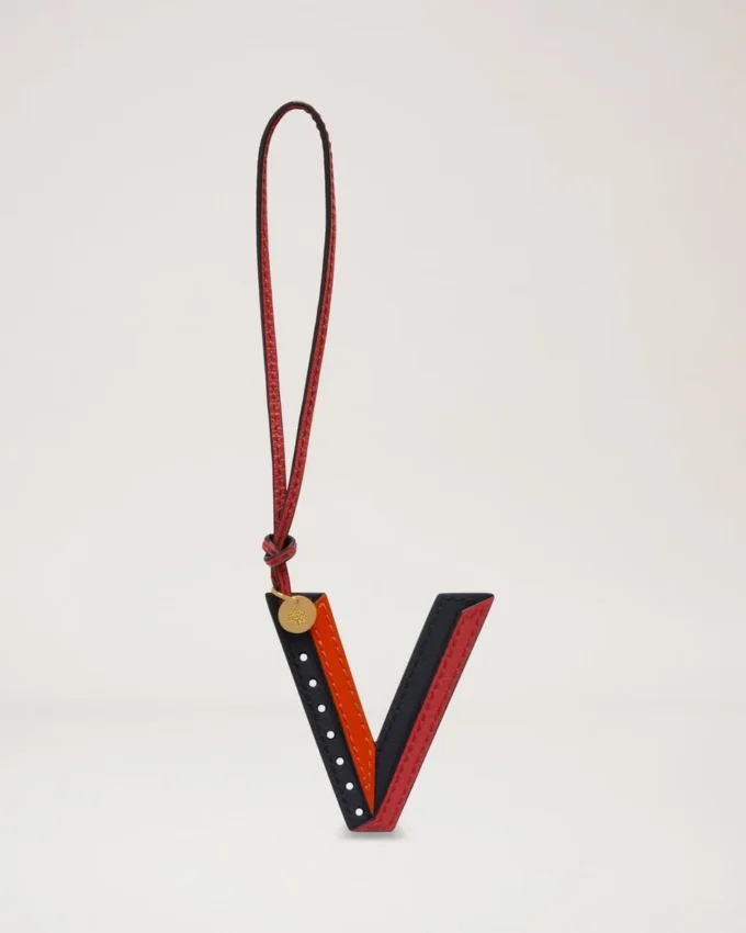 Tri-Colour Leather Keyring – V Midnight Silky Calf Tri-Colour Leather Keyring – V Midnight Silky Calf