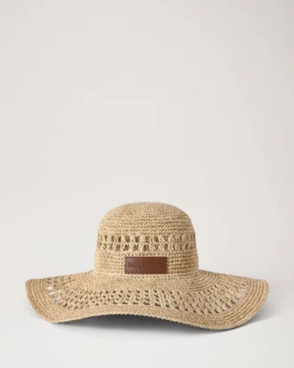 Wide Brim Raffia Hat Beige 100% Paper Raffia Summer Edit