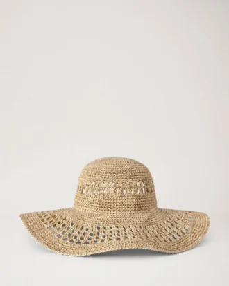 Wide Brim Raffia Hat Beige 100% Paper Raffia Summer Edit